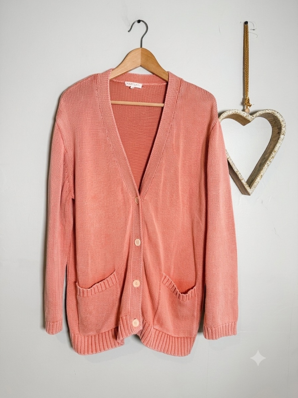 DemyLee NY Grandpa Cottage Soft Casual Cozy  Sweater Cardigan MEDIUM in Peach